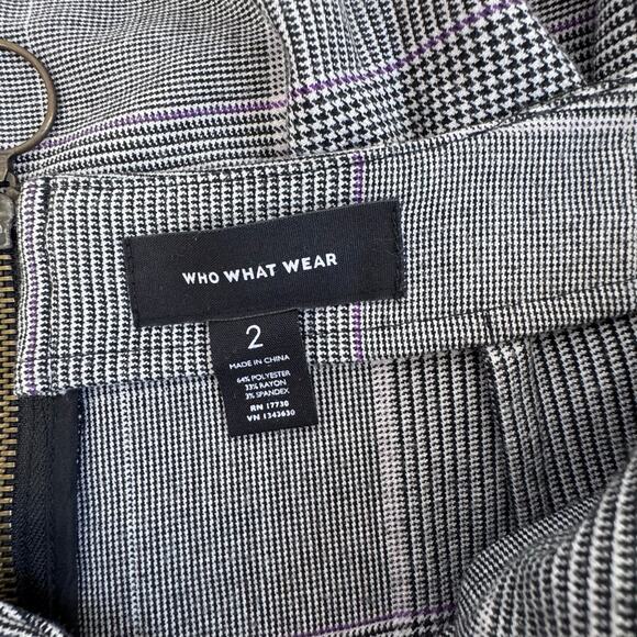 Who What Wear Plaid Mini Skirt Size 2 Preppy Asymmetrical Bow Tie Waist Stretch - Picture 3 of 6